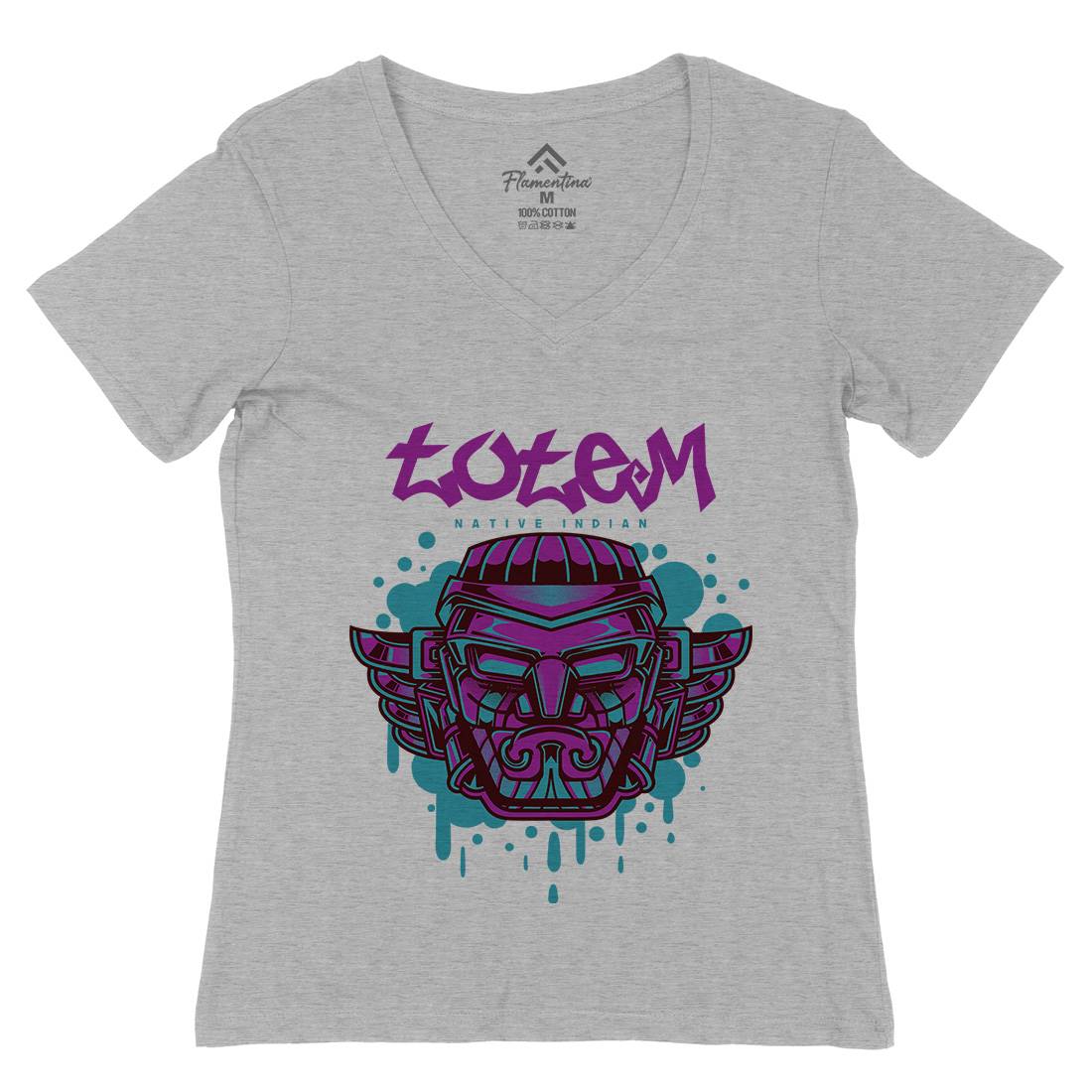 Totem Womens Organic V-Neck T-Shirt American D865
