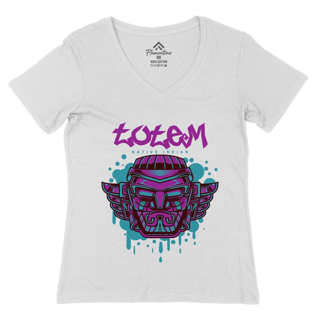 Totem Womens Organic V-Neck T-Shirt American D865