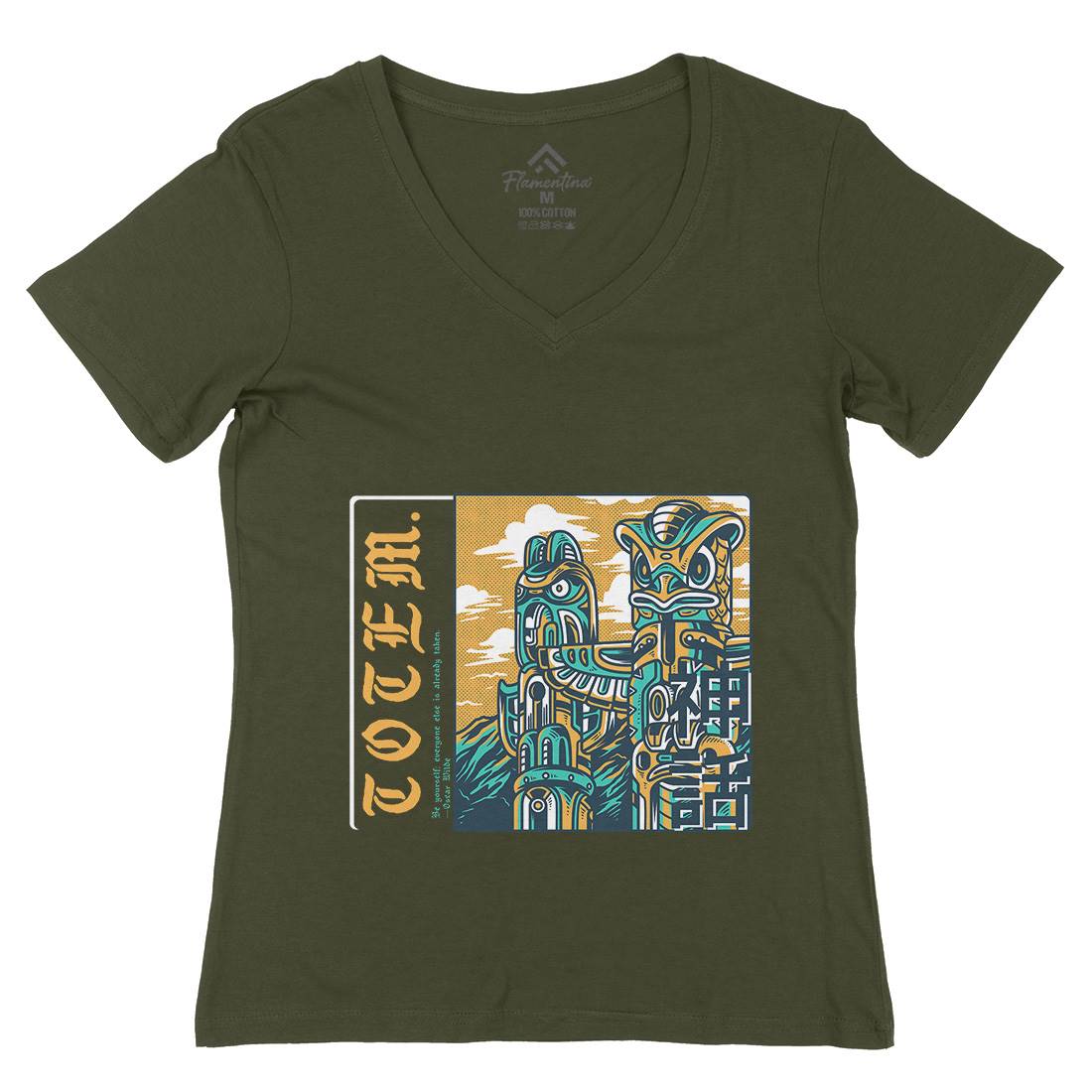 Totem Womens Organic V-Neck T-Shirt American D866