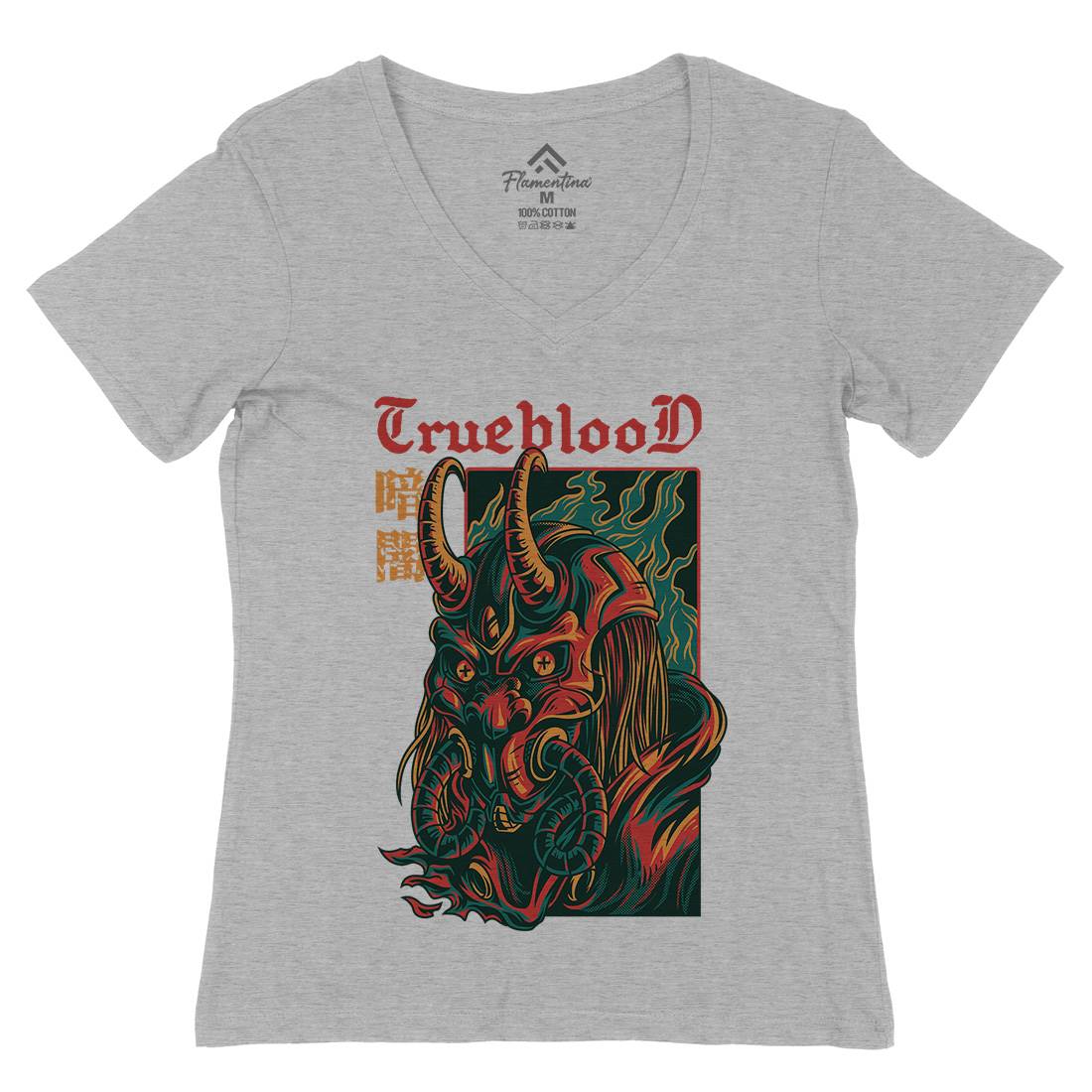True Blood Womens Organic V-Neck T-Shirt Horror D867