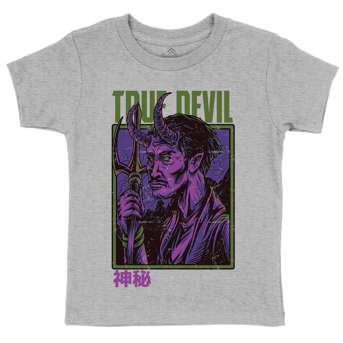 True Devil Kids Organic Crew Neck T-Shirt Horror D868
