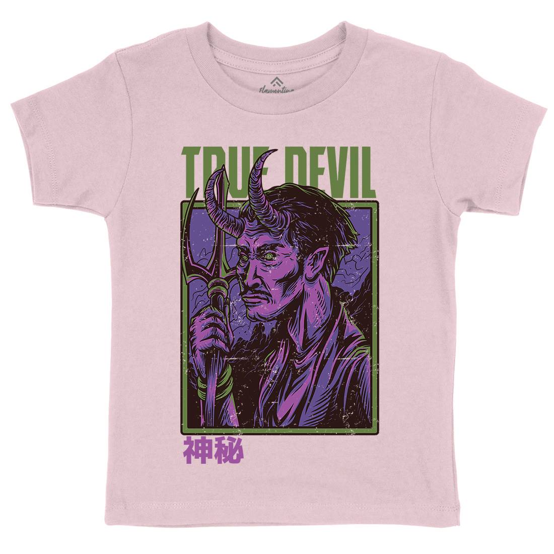True Devil Kids Organic Crew Neck T-Shirt Horror D868
