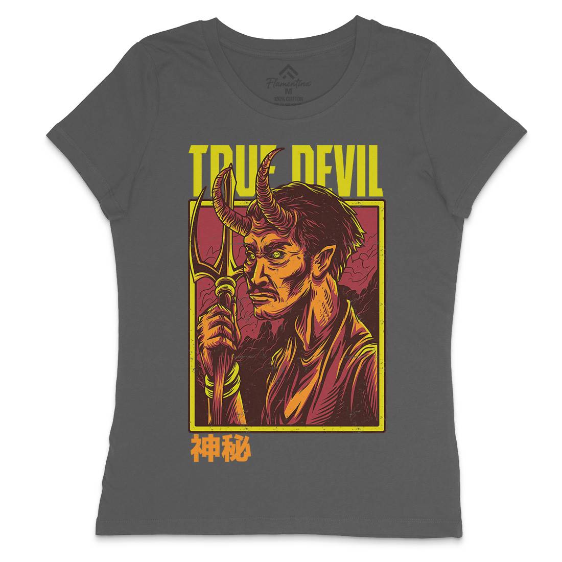 True Devil Womens Crew Neck T-Shirt Horror D868