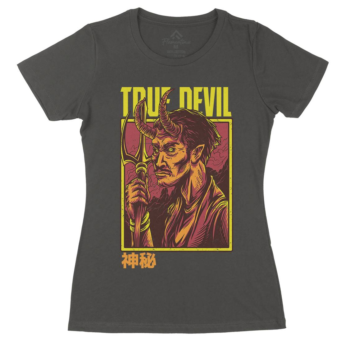 True Devil Womens Organic Crew Neck T-Shirt Horror D868