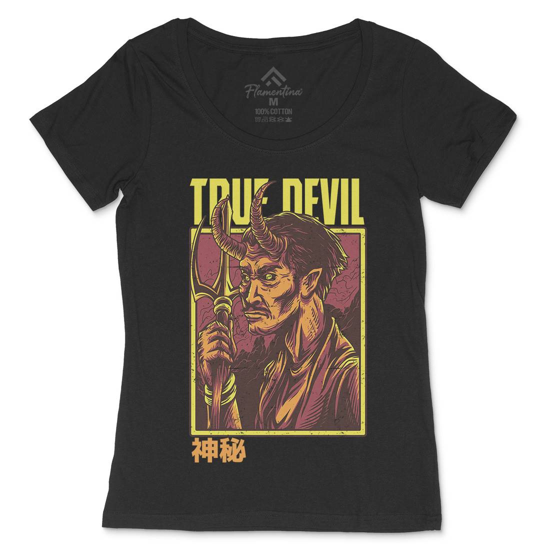 True Devil Womens Scoop Neck T-Shirt Horror D868