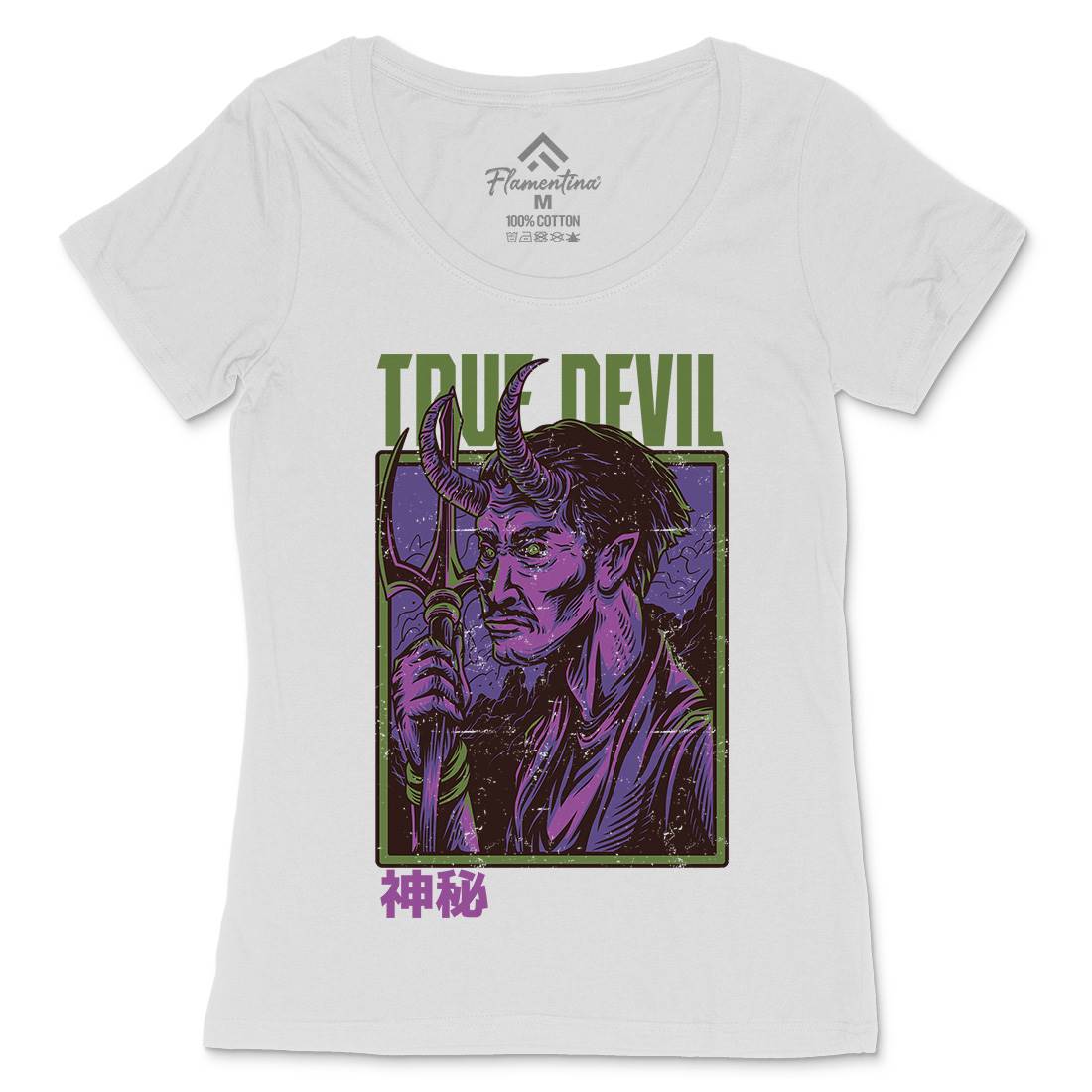 True Devil Womens Scoop Neck T-Shirt Horror D868