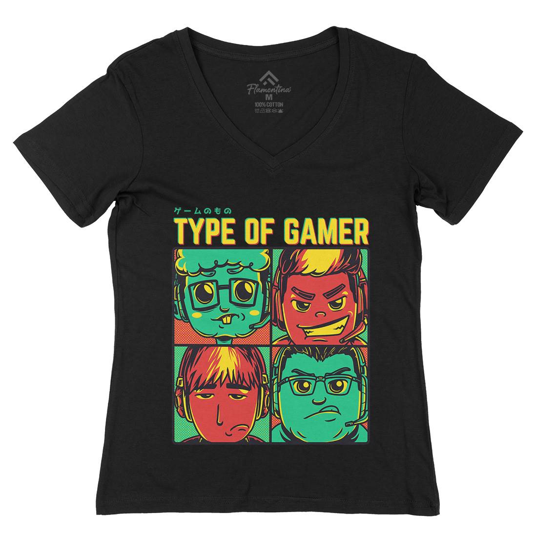 Type Of Gamer Womens Organic V-Neck T-Shirt Geek D869