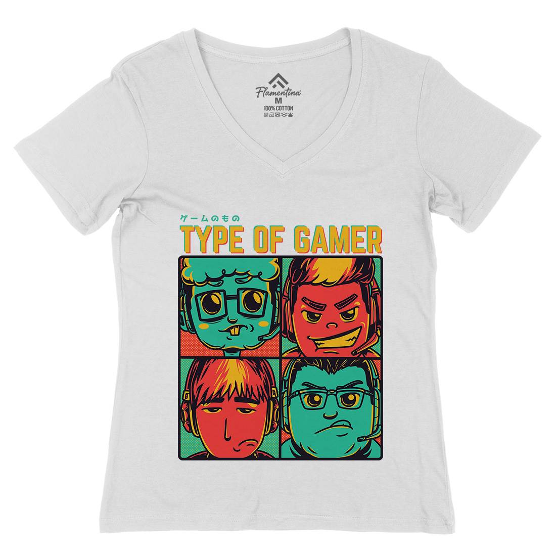 Type Of Gamer Womens Organic V-Neck T-Shirt Geek D869