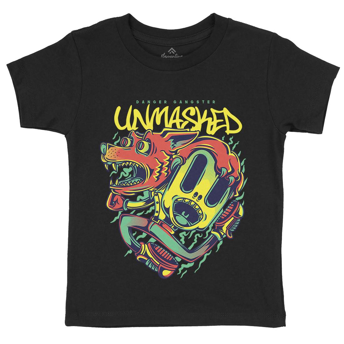 Unmasked Wolf Kids Organic Crew Neck T-Shirt Animals D870