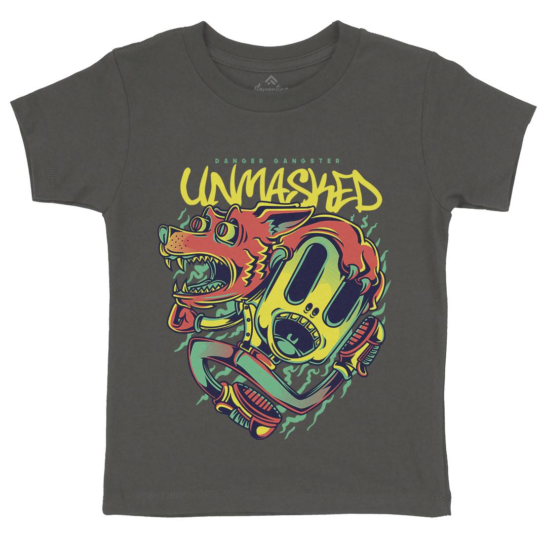 Unmasked Wolf Kids Crew Neck T-Shirt Animals D870