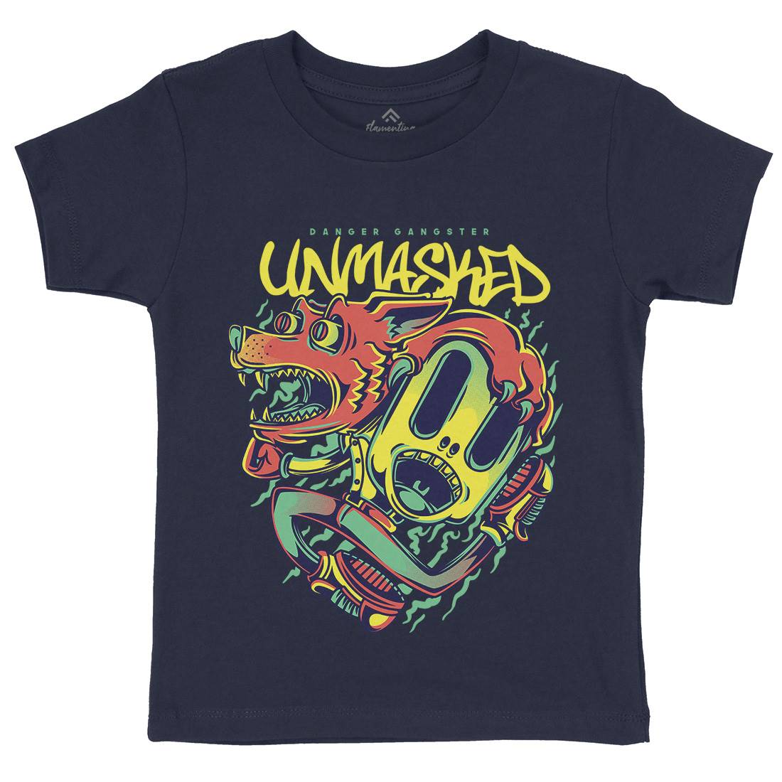 Unmasked Wolf Kids Crew Neck T-Shirt Animals D870