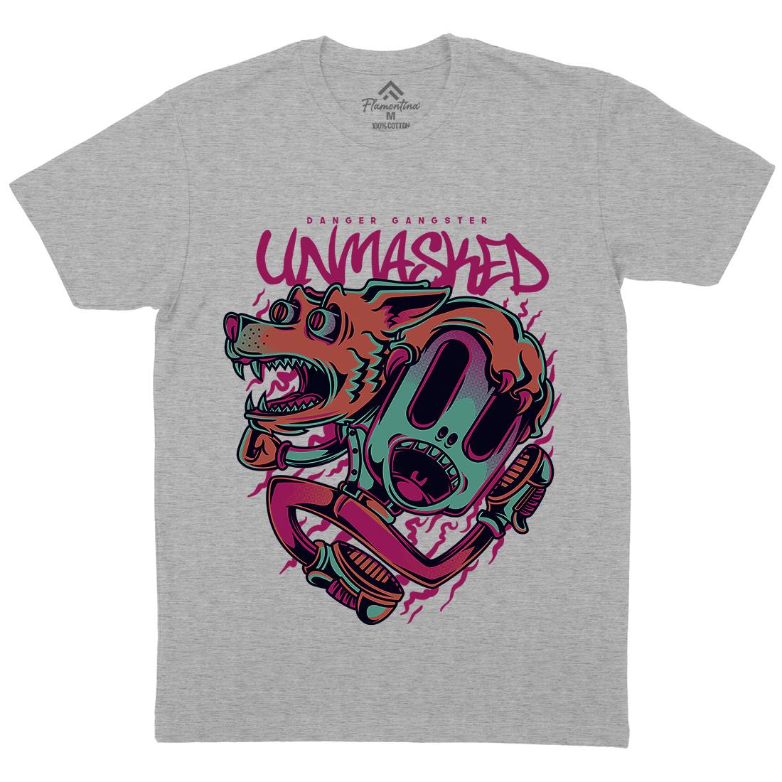 Unmasked Wolf Mens Organic Crew Neck T-Shirt Animals D870