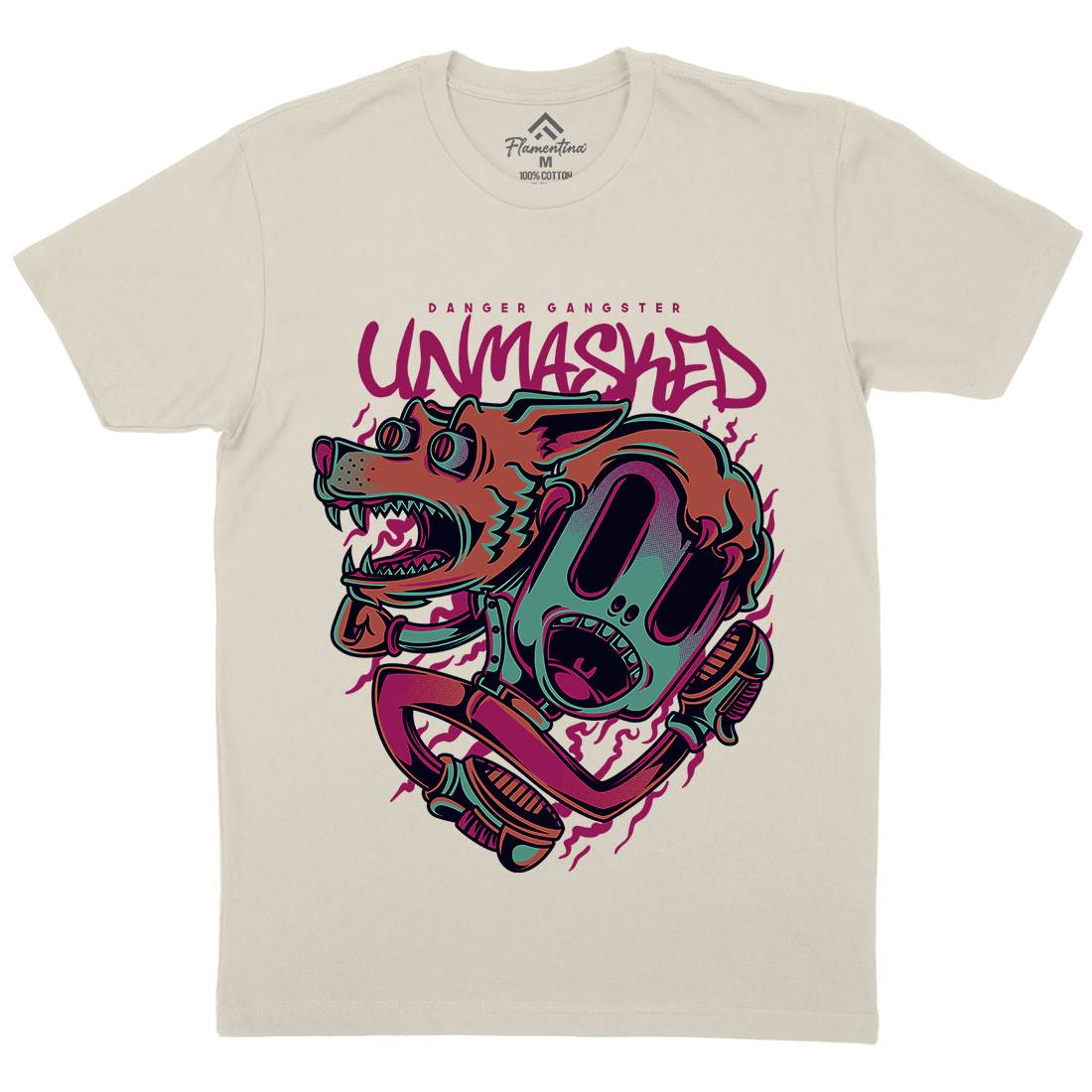 Unmasked Wolf Mens Organic Crew Neck T-Shirt Animals D870