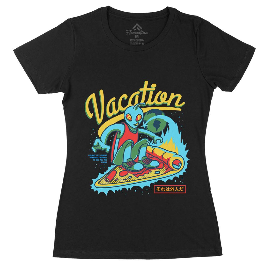 Vacation Mode Womens Organic Crew Neck T-Shirt Surf D871