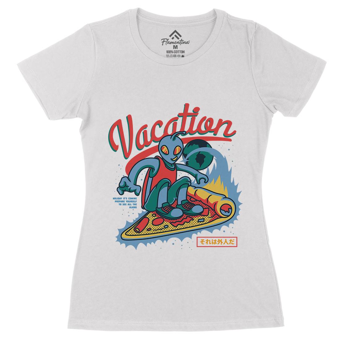 Vacation Mode Womens Organic Crew Neck T-Shirt Surf D871