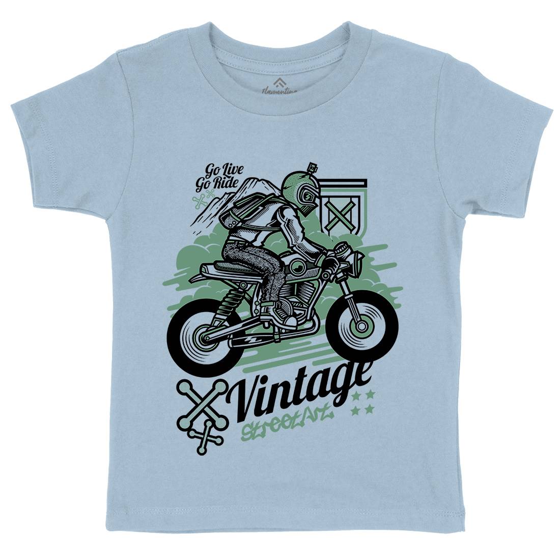 Vintage Rider Kids Crew Neck T-Shirt Motorcycles D872