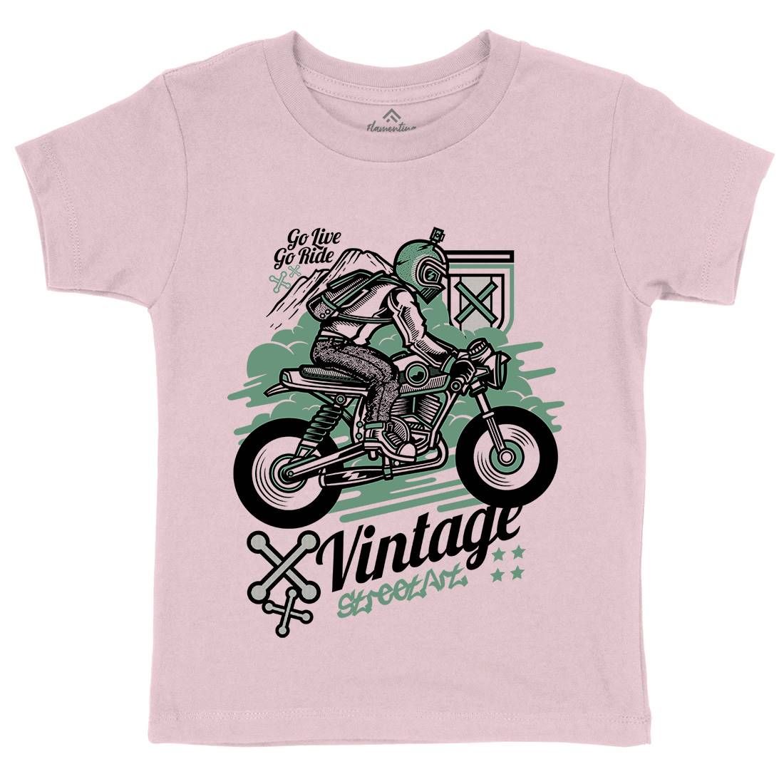 Vintage Rider Kids Organic Crew Neck T-Shirt Motorcycles D872