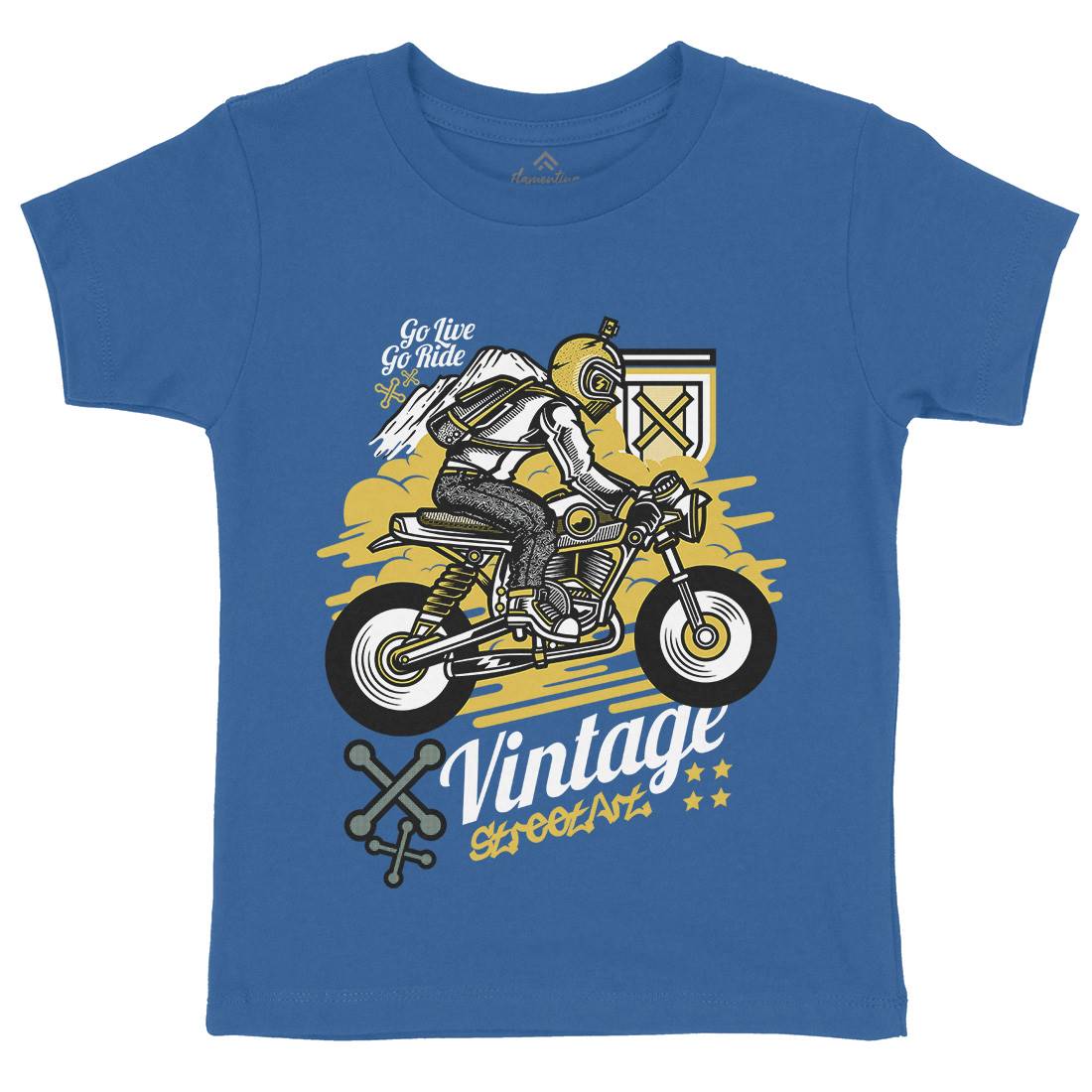 Vintage Rider Kids Organic Crew Neck T-Shirt Motorcycles D872