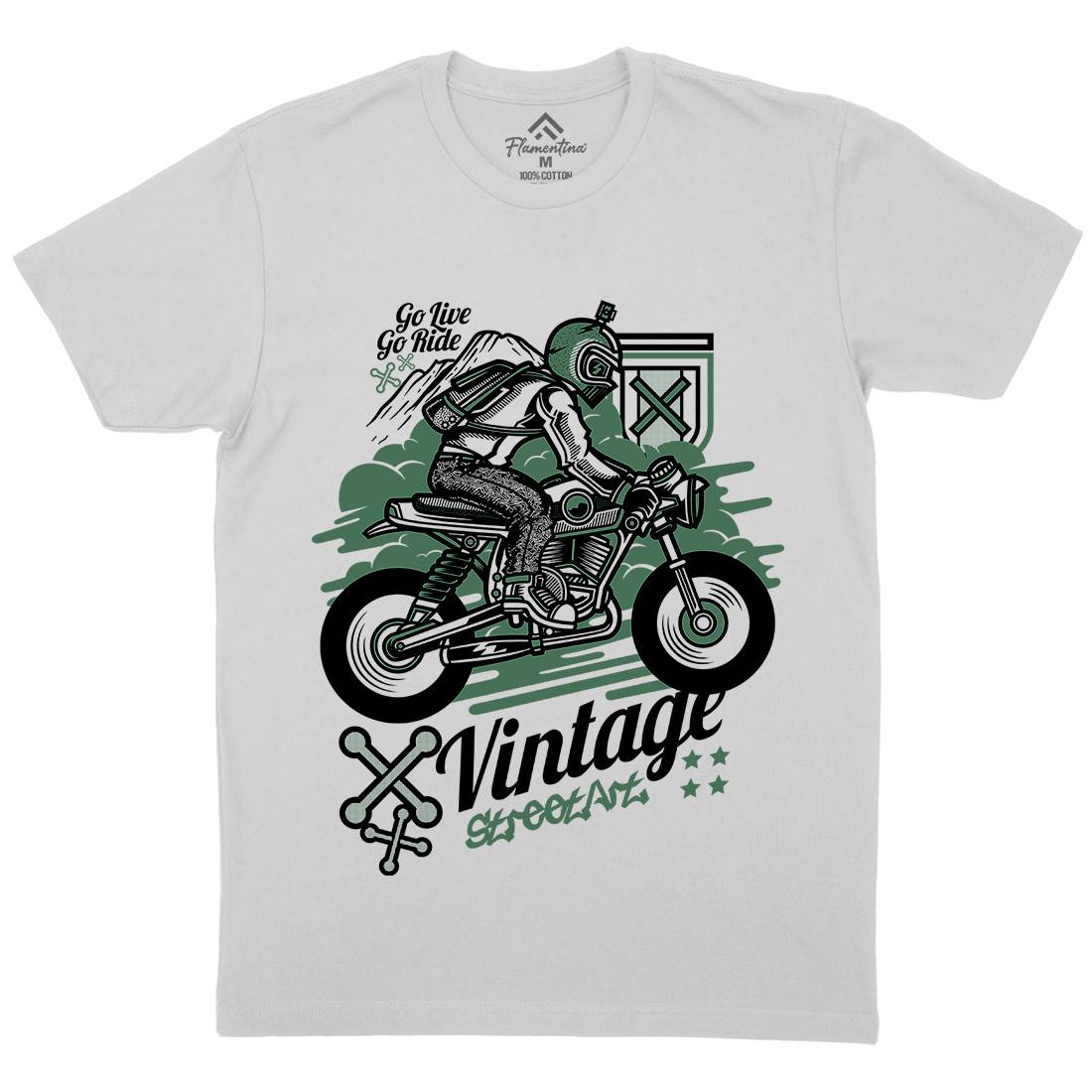 Vintage Rider Mens Crew Neck T-Shirt Motorcycles D872