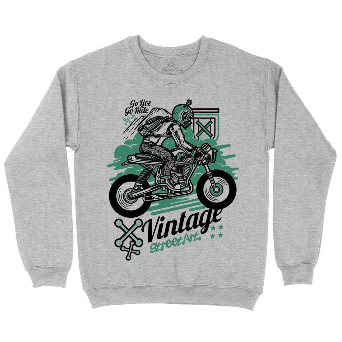 Vintage Rider Mens Crew Neck Sweatshirt Motorcycles D872