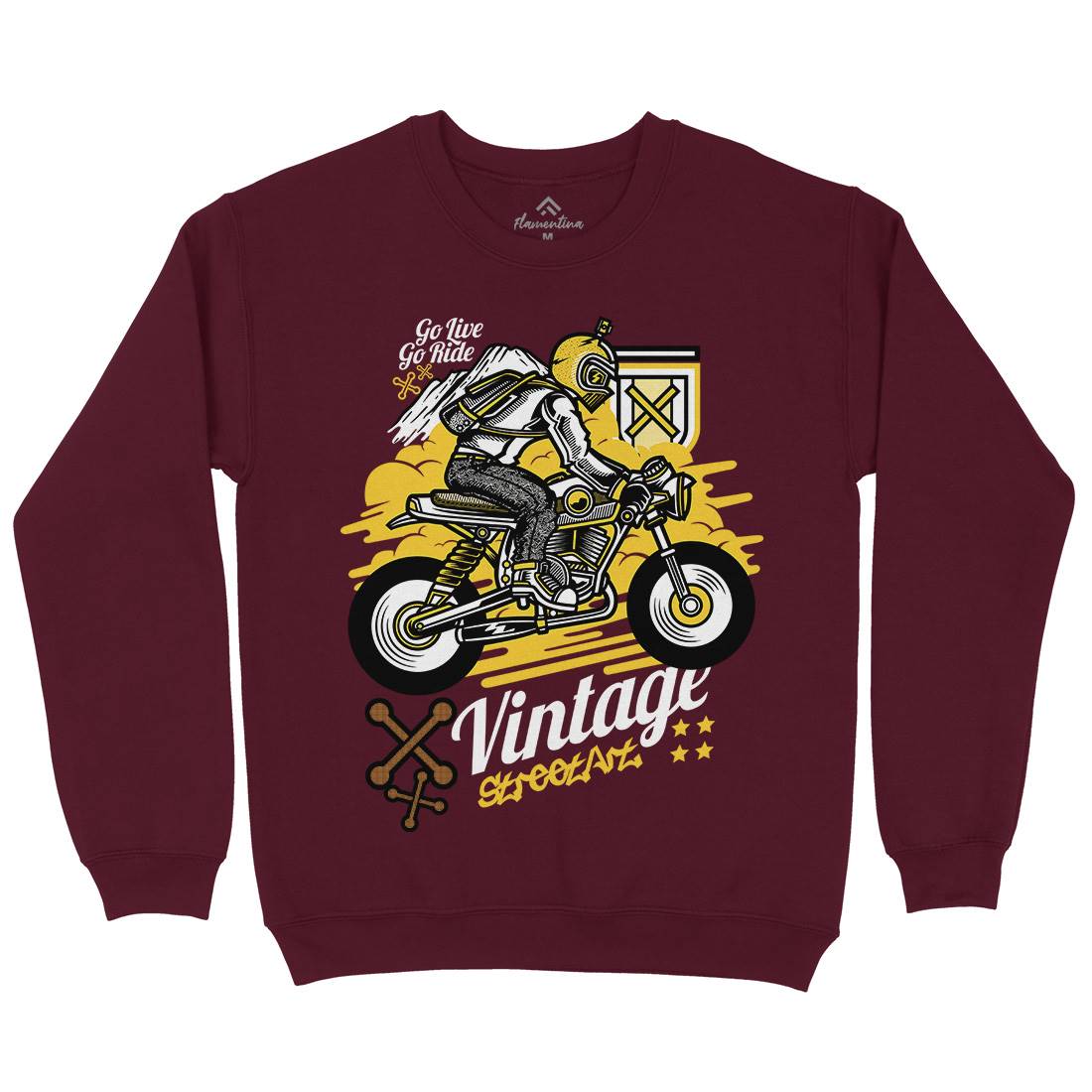 Vintage Rider Mens Crew Neck Sweatshirt Motorcycles D872