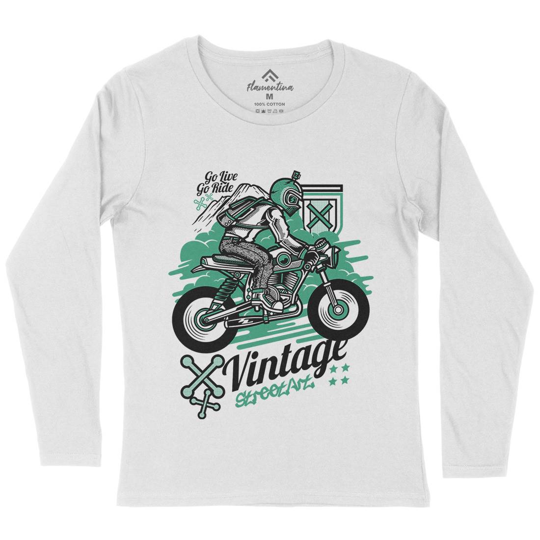 Vintage Rider Womens Long Sleeve T-Shirt Motorcycles D872