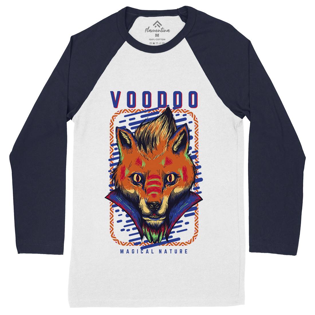 Voodoo Fox Mens Long Sleeve Baseball T-Shirt Animals D874