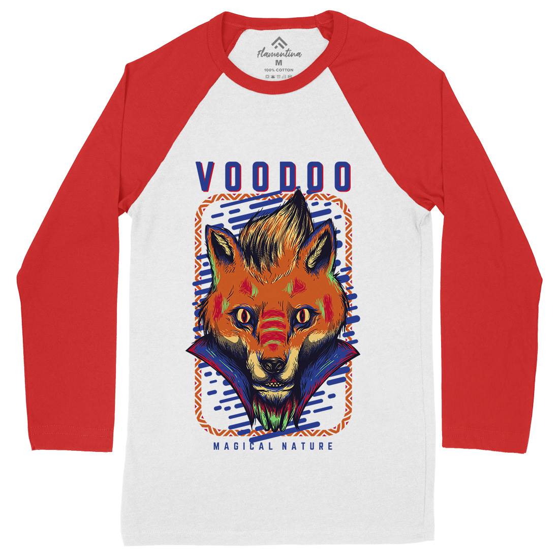 Voodoo Fox Mens Long Sleeve Baseball T-Shirt Animals D874