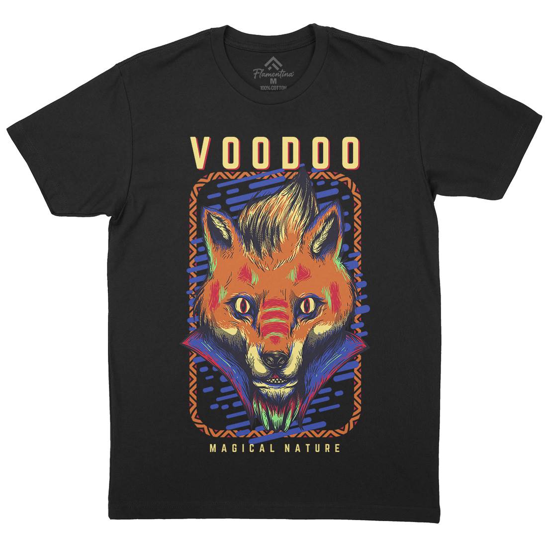 Voodoo Fox Mens Organic Crew Neck T-Shirt Animals D874