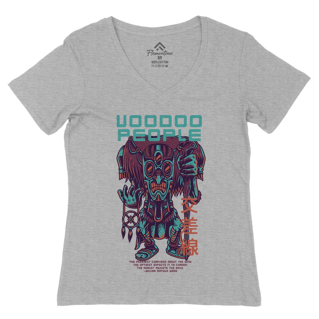 Voodoo People Womens Organic V-Neck T-Shirt Horror D875