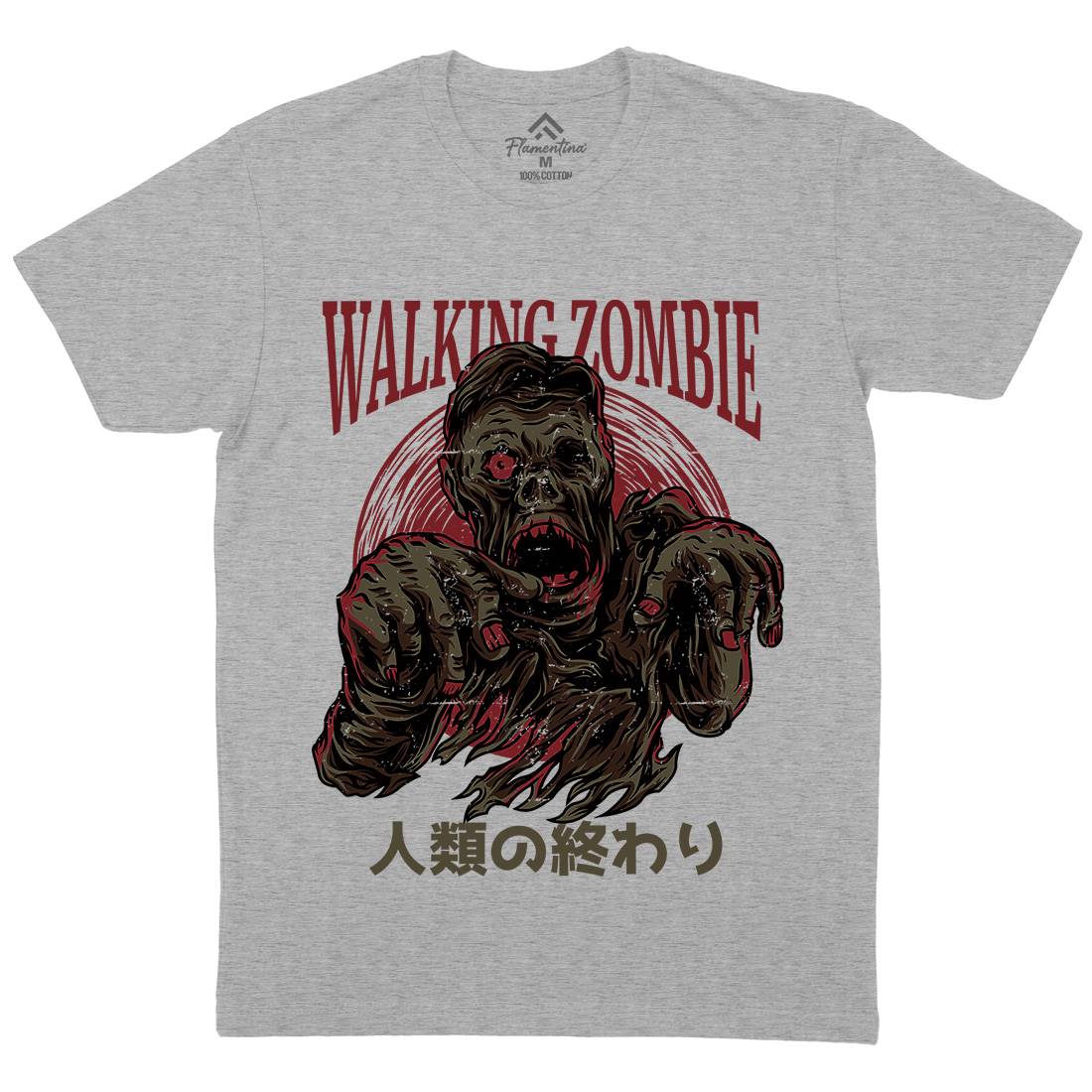 Walking Zombie Mens Crew Neck T-Shirt Horror D876