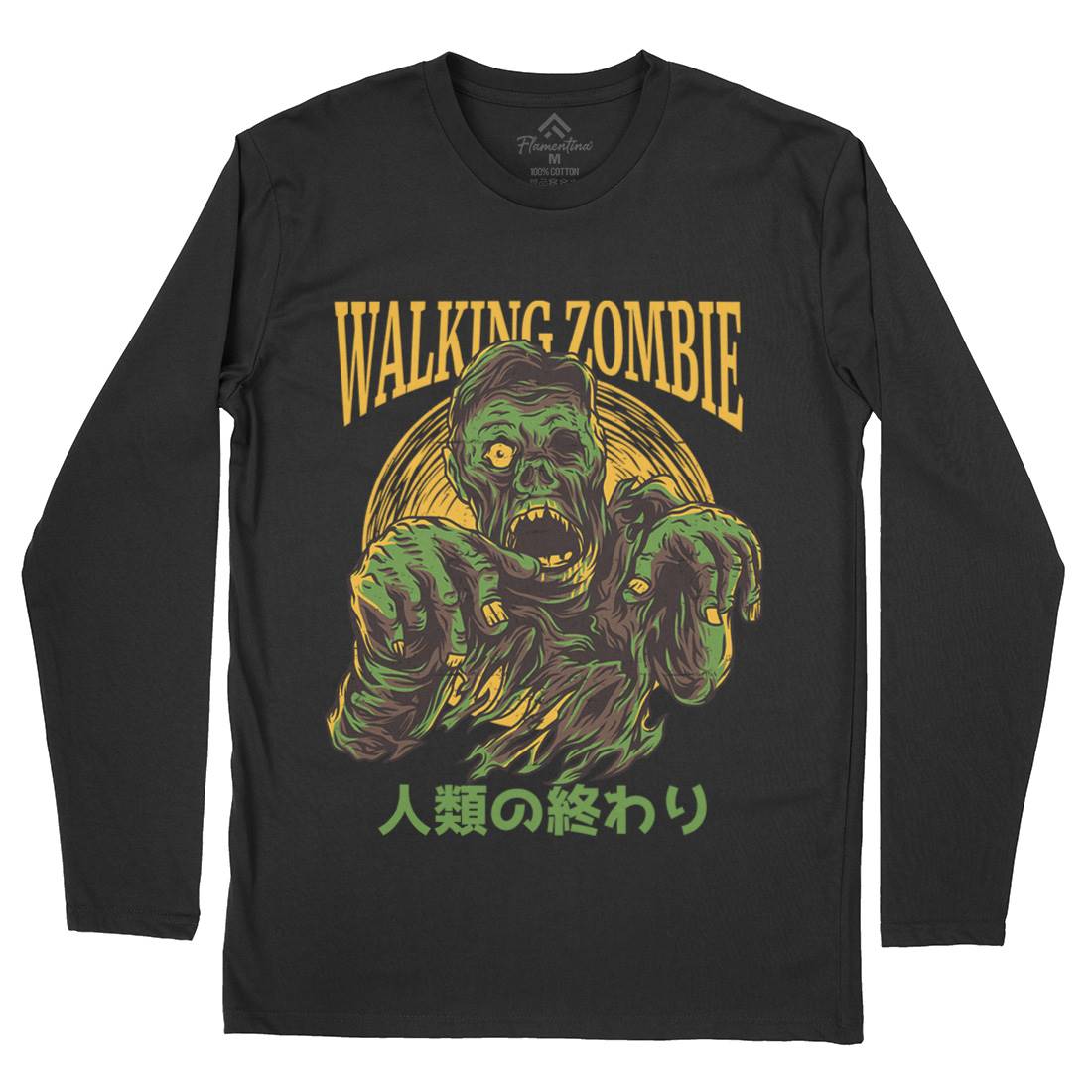 Walking Zombie Mens Long Sleeve T-Shirt Horror D876