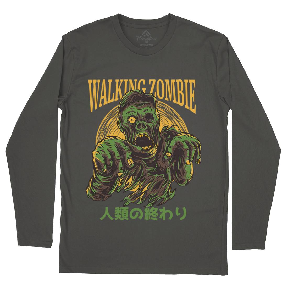 Walking Zombie Mens Long Sleeve T-Shirt Horror D876