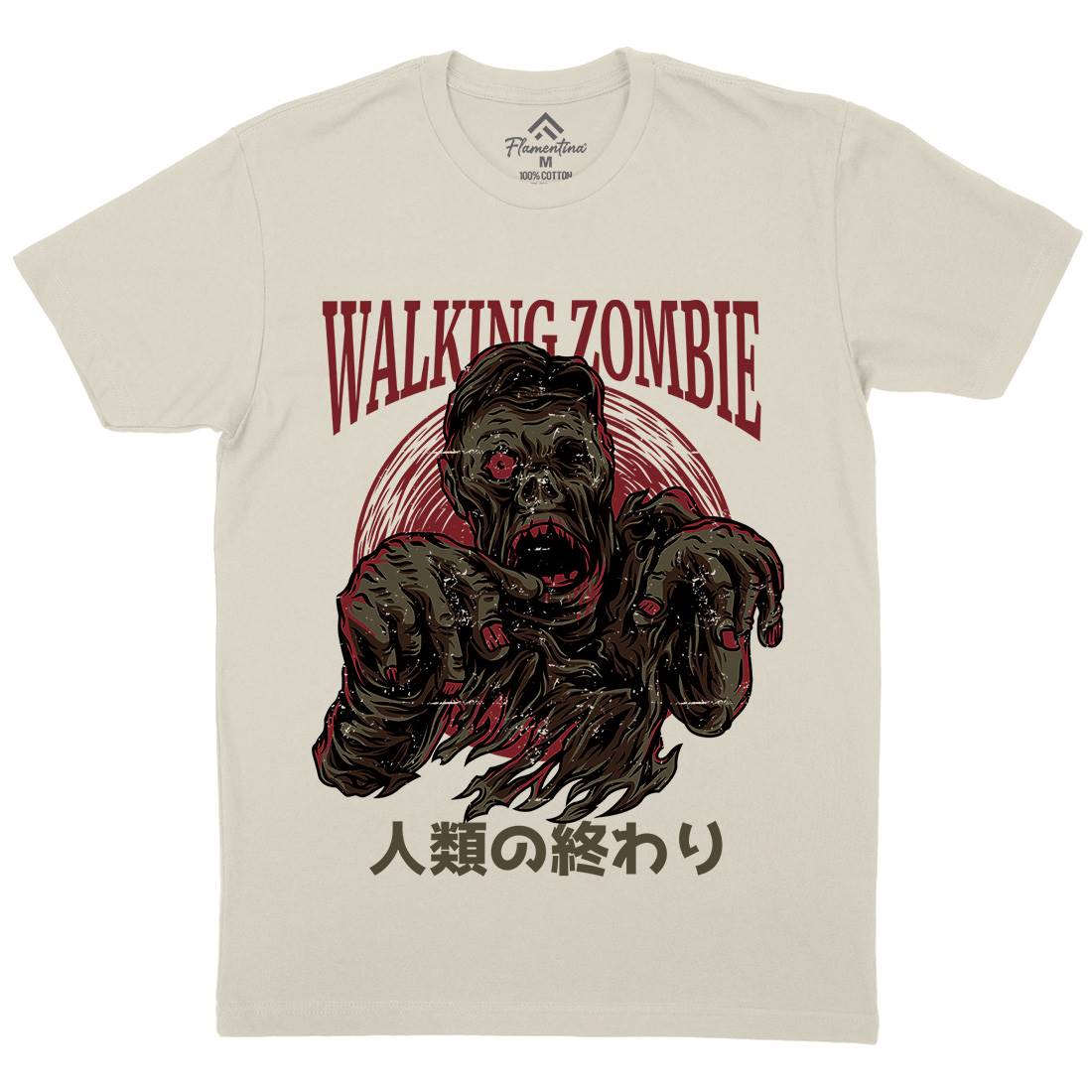 Walking Zombie Mens Organic Crew Neck T-Shirt Horror D876