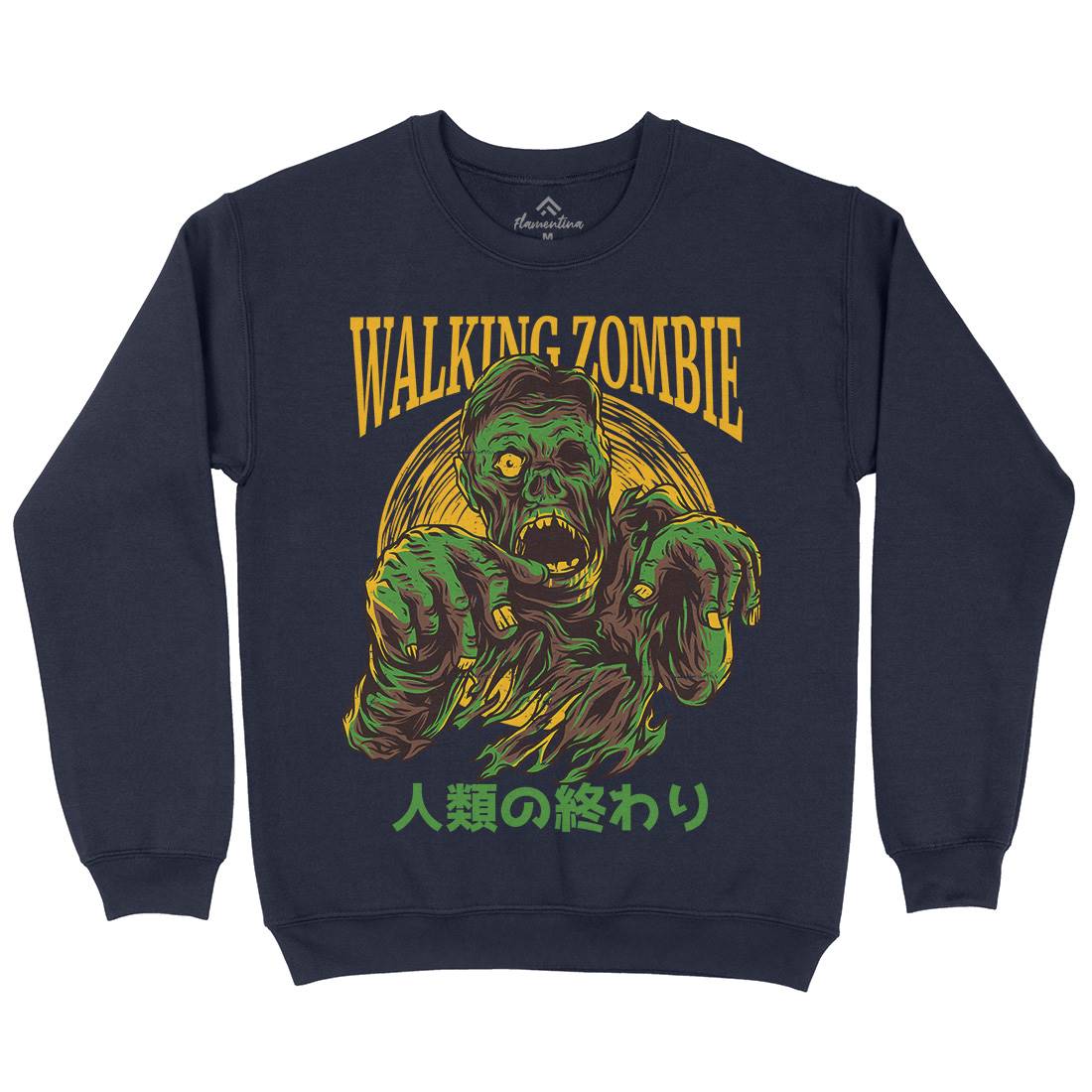 Walking Zombie Mens Crew Neck Sweatshirt Horror D876