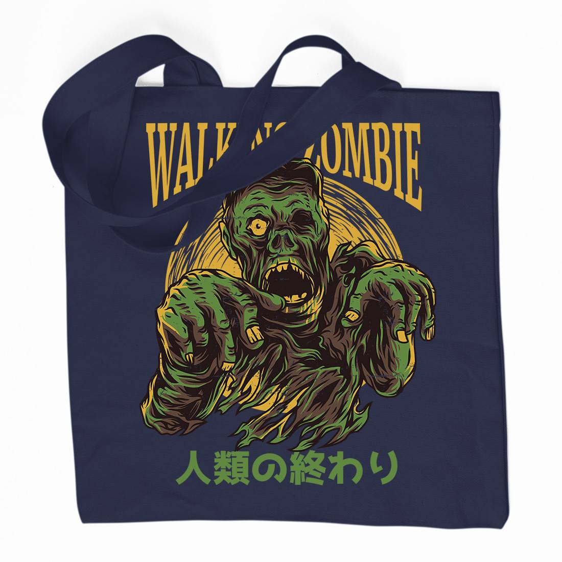 Walking Zombie Organic Premium Cotton Tote Bag Horror D876
