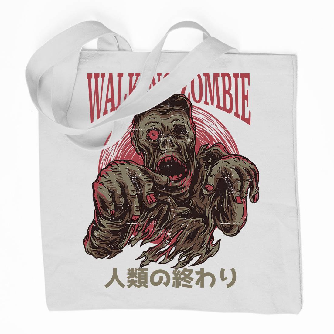 Walking Zombie Organic Premium Cotton Tote Bag Horror D876