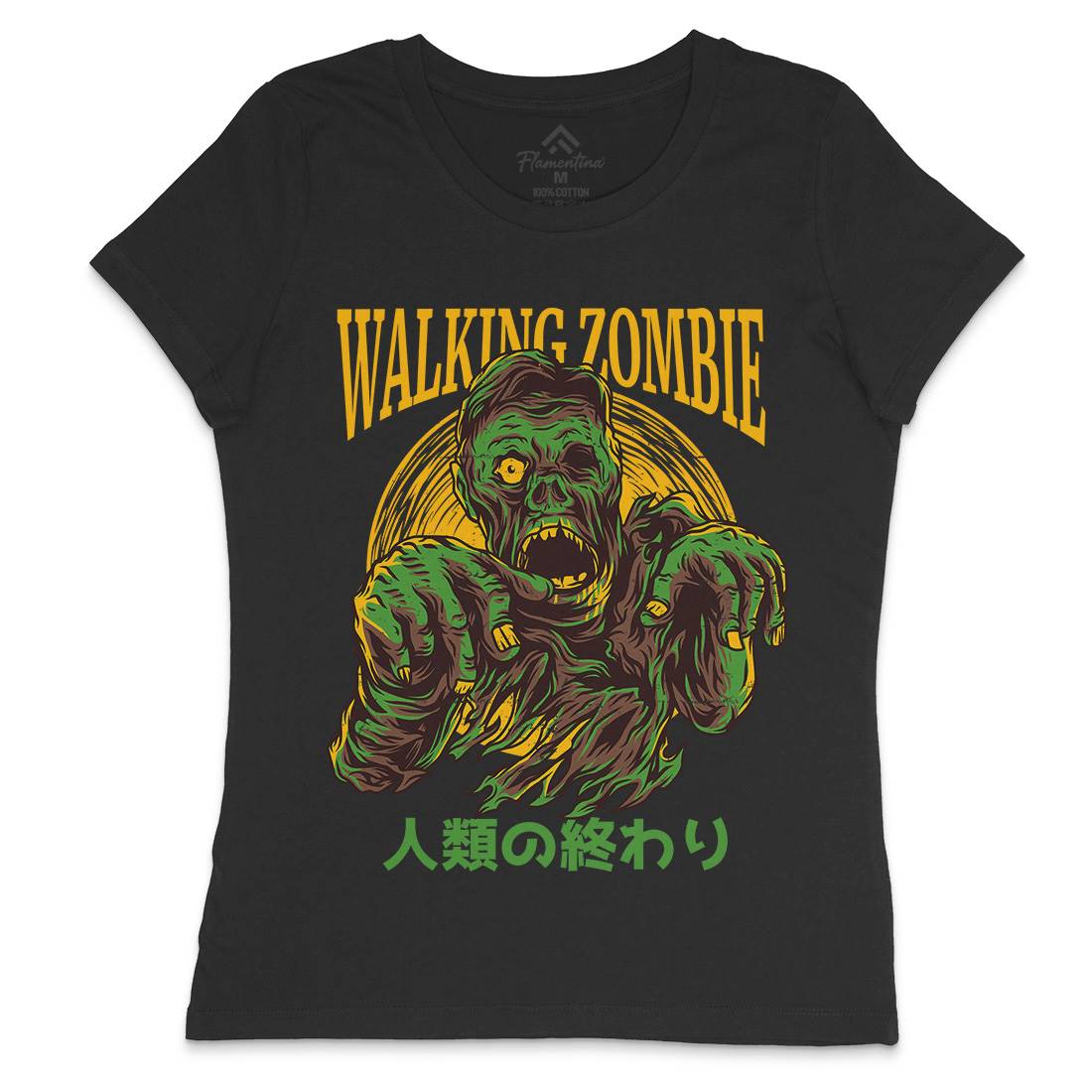 Walking Zombie Womens Crew Neck T-Shirt Horror D876