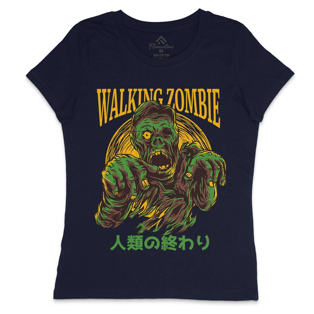 Walking Zombie Womens Crew Neck T-Shirt Horror D876