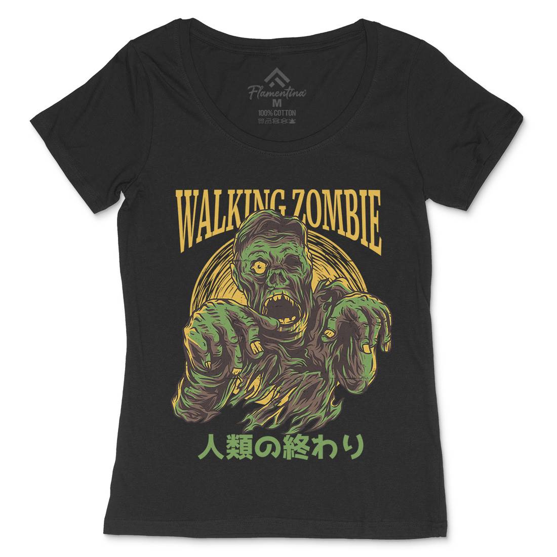 Walking Zombie Womens Scoop Neck T-Shirt Horror D876