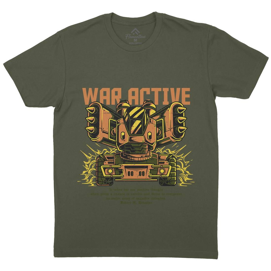 War Active Mens Crew Neck T-Shirt Army D877