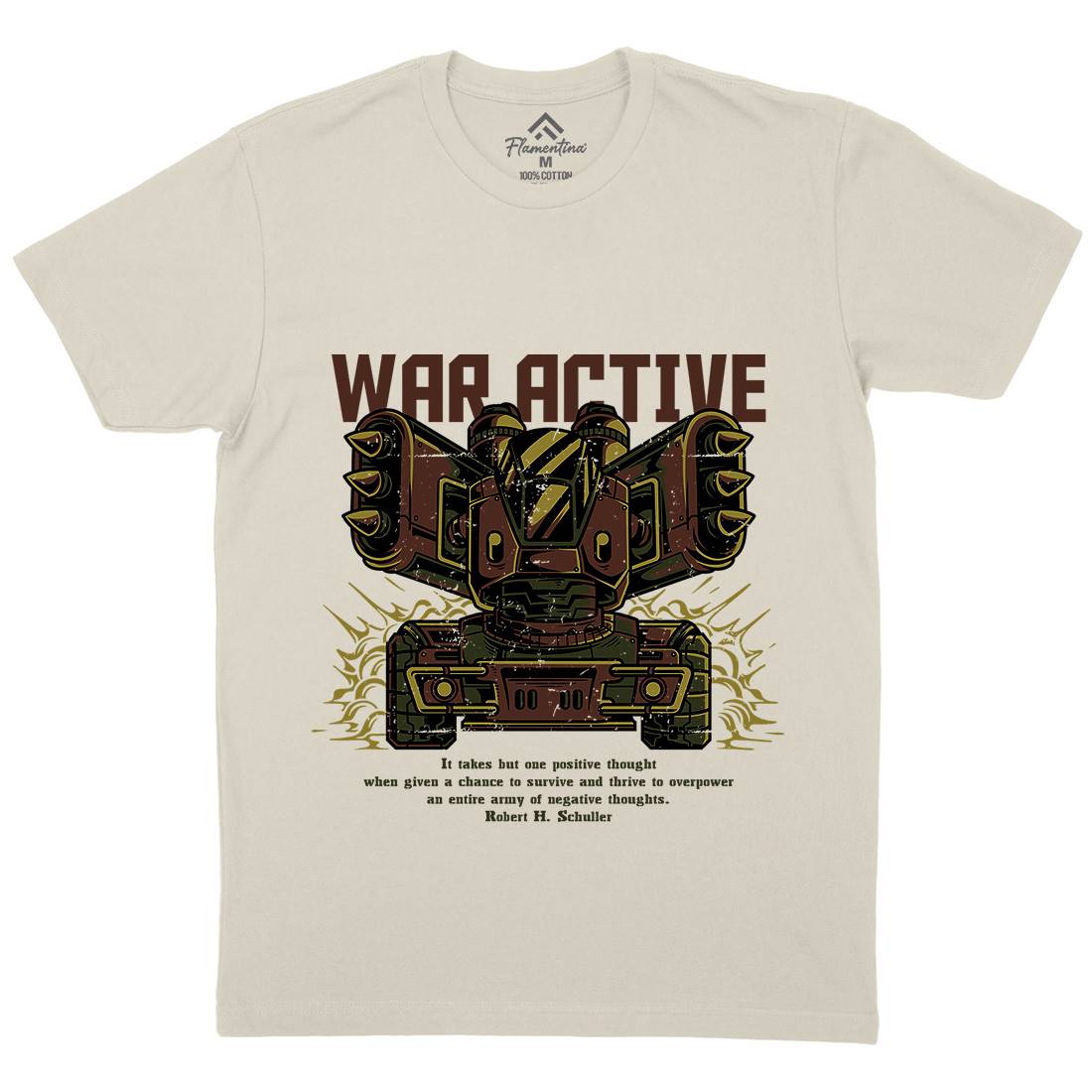 War Active Mens Organic Crew Neck T-Shirt Army D877
