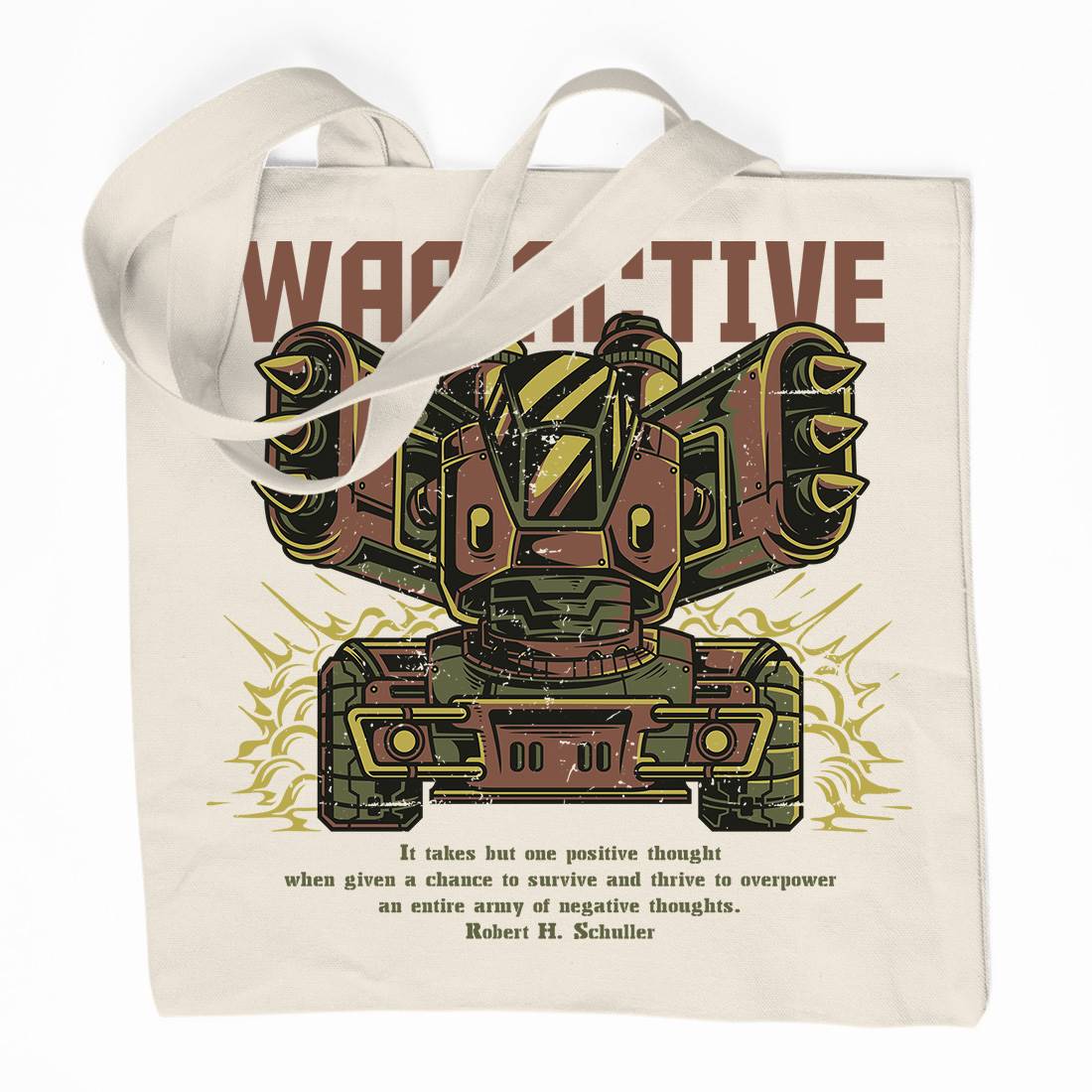 War Active Organic Premium Cotton Tote Bag Army D877