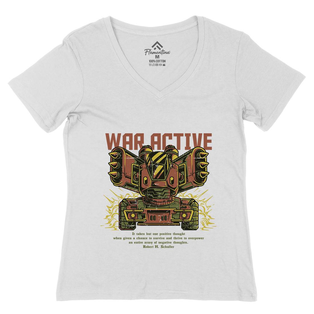 War Active Womens Organic V-Neck T-Shirt Army D877