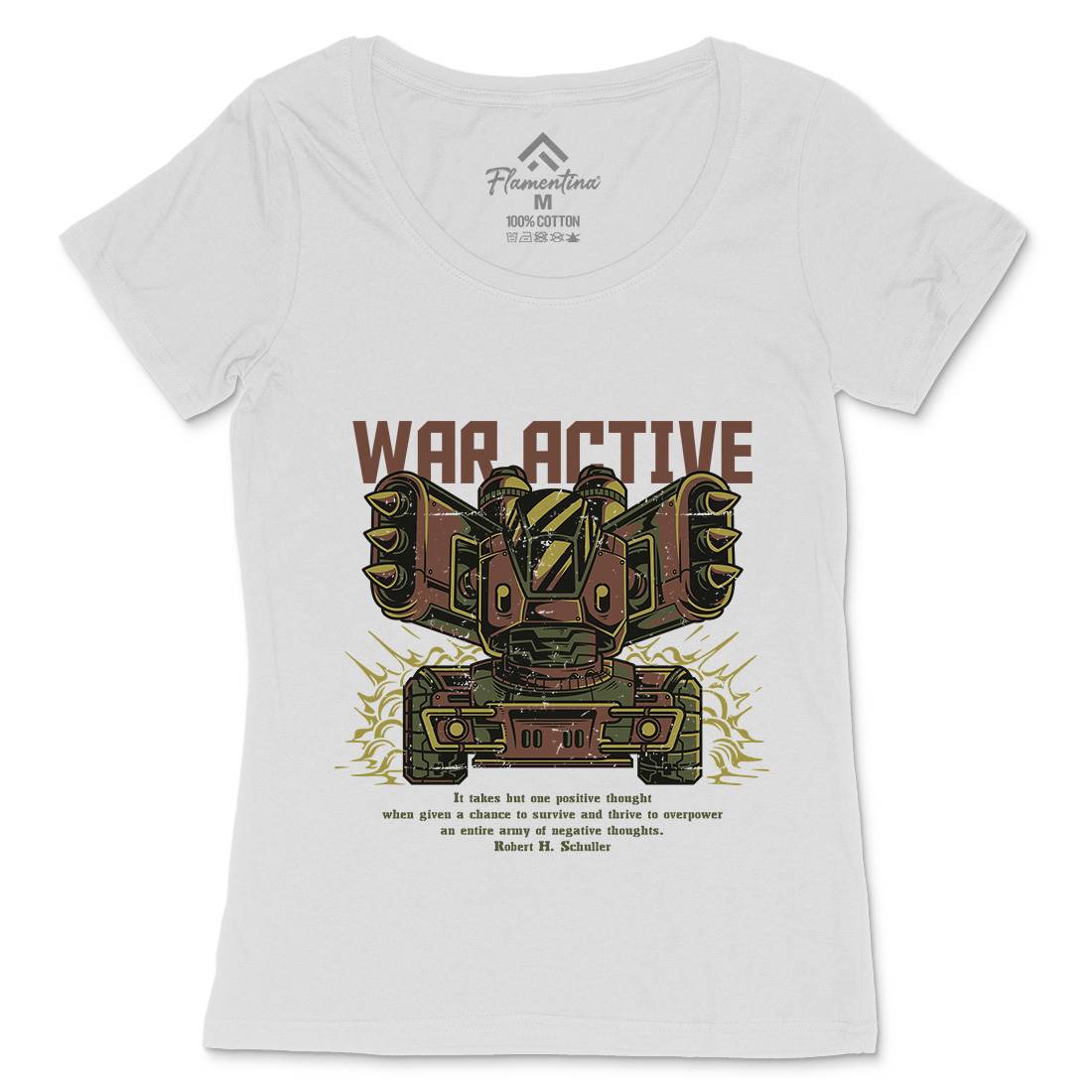 War Active Womens Scoop Neck T-Shirt Army D877