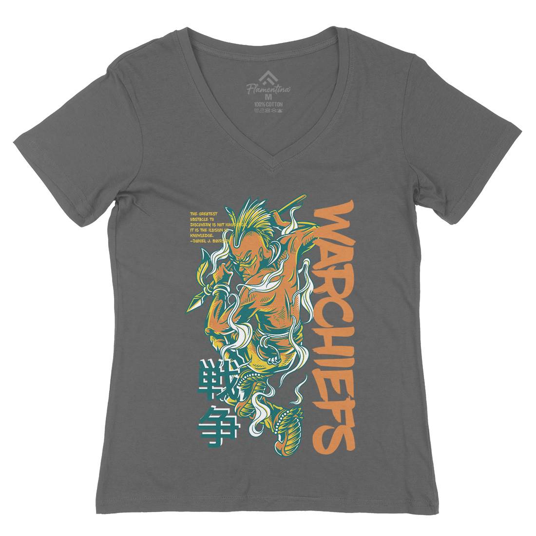 War Chief Womens Organic V-Neck T-Shirt American D878