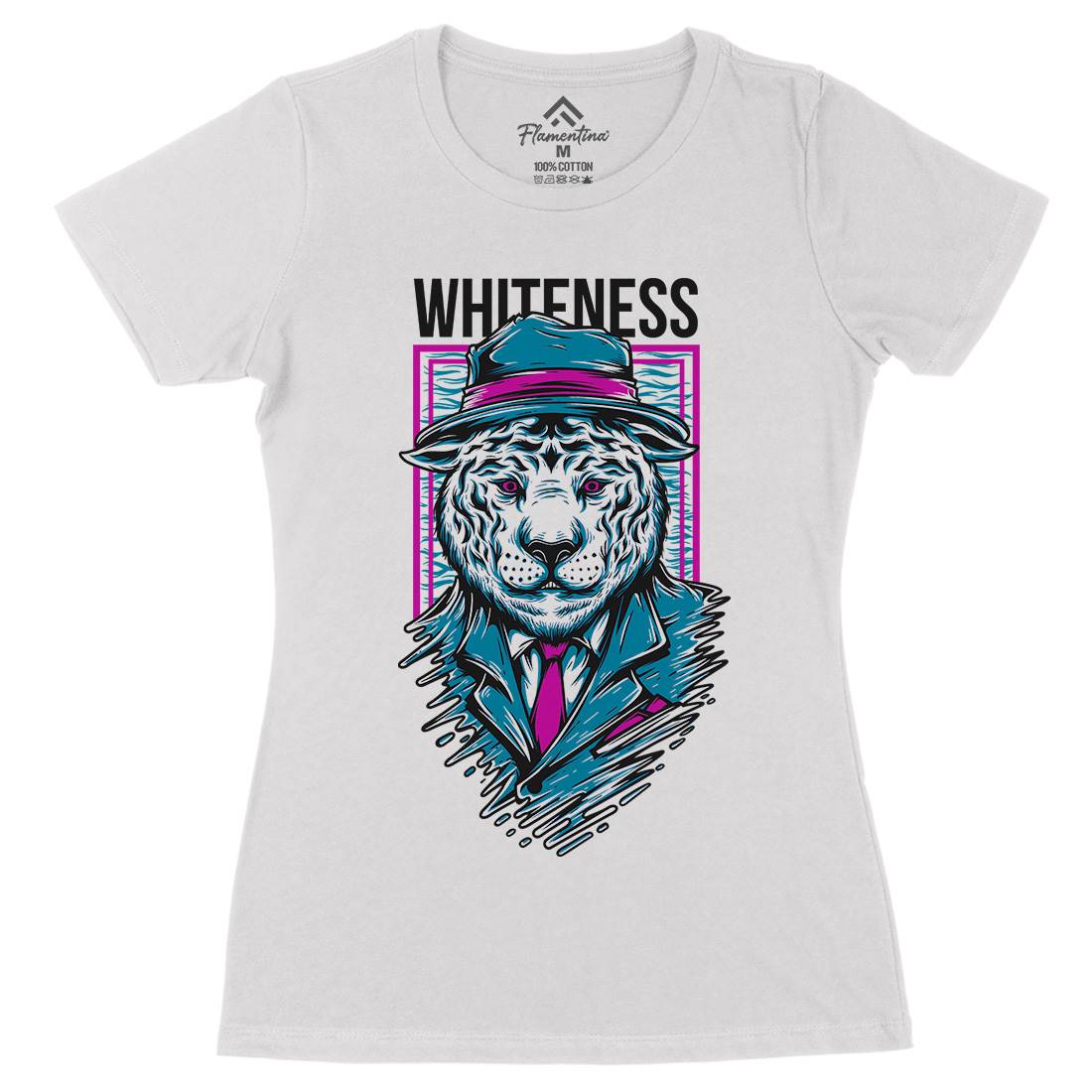 Whiteness Womens Organic Crew Neck T-Shirt Animals D879