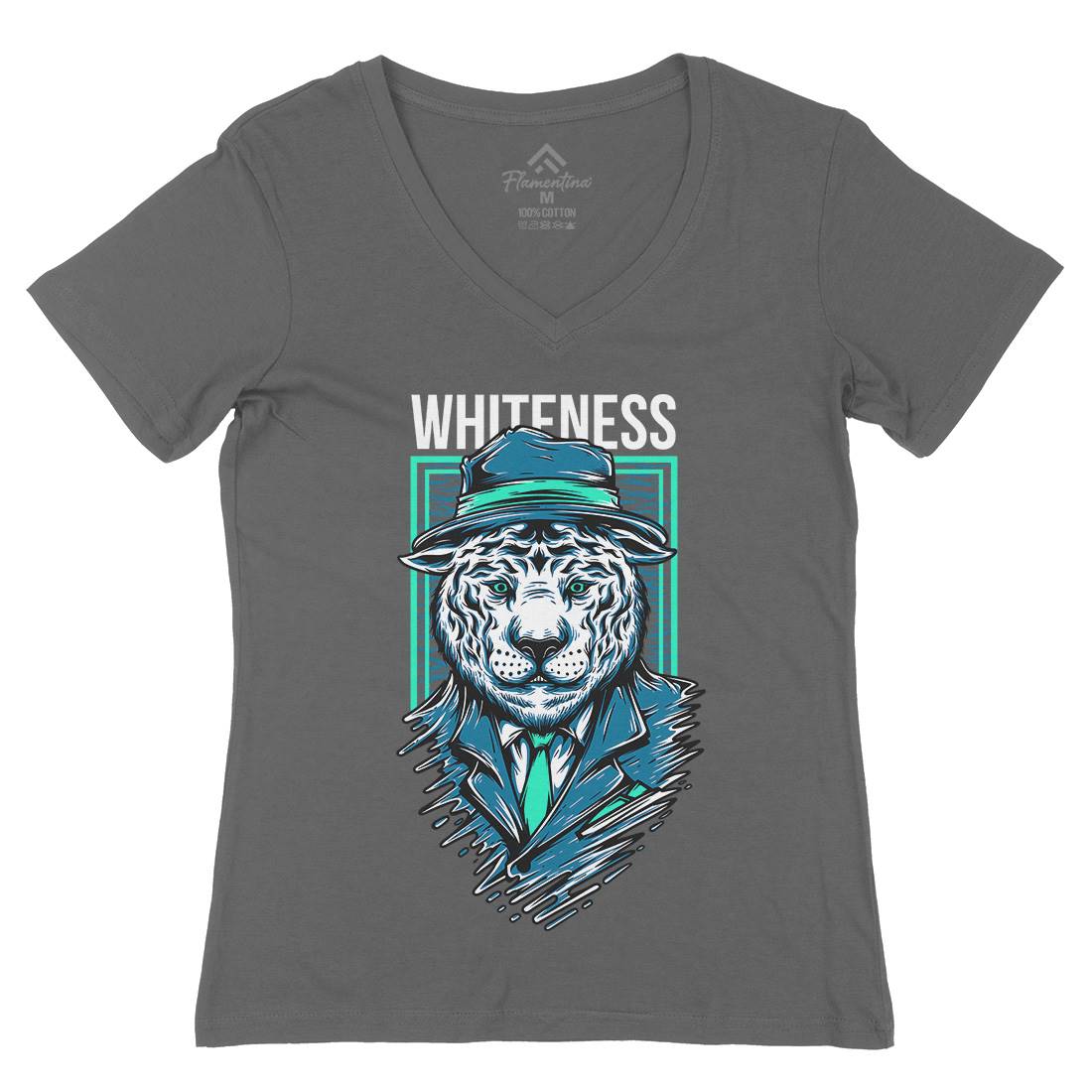 Whiteness Womens Organic V-Neck T-Shirt Animals D879