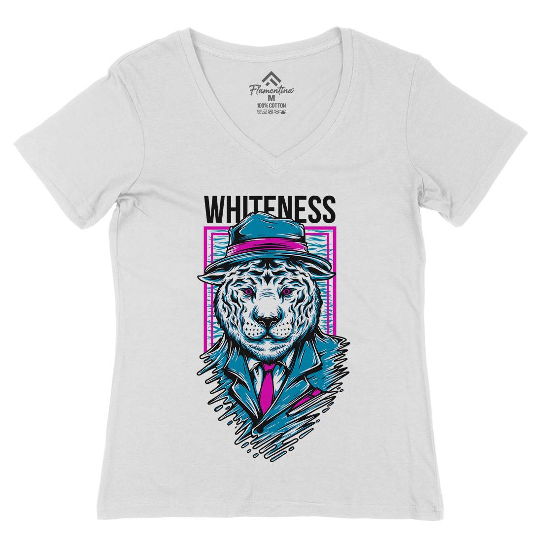 Whiteness Womens Organic V-Neck T-Shirt Animals D879