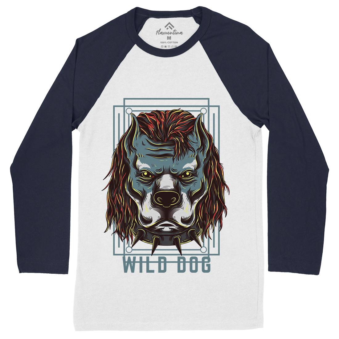 Wild Dog Mens Long Sleeve Baseball T-Shirt Animals D880